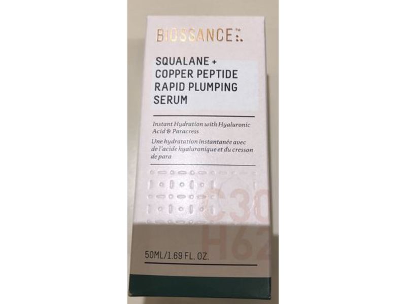 Biossance Squalane+Copper Peptide Rapid Plumping Serum, 1.69 fl oz/ 50 mL