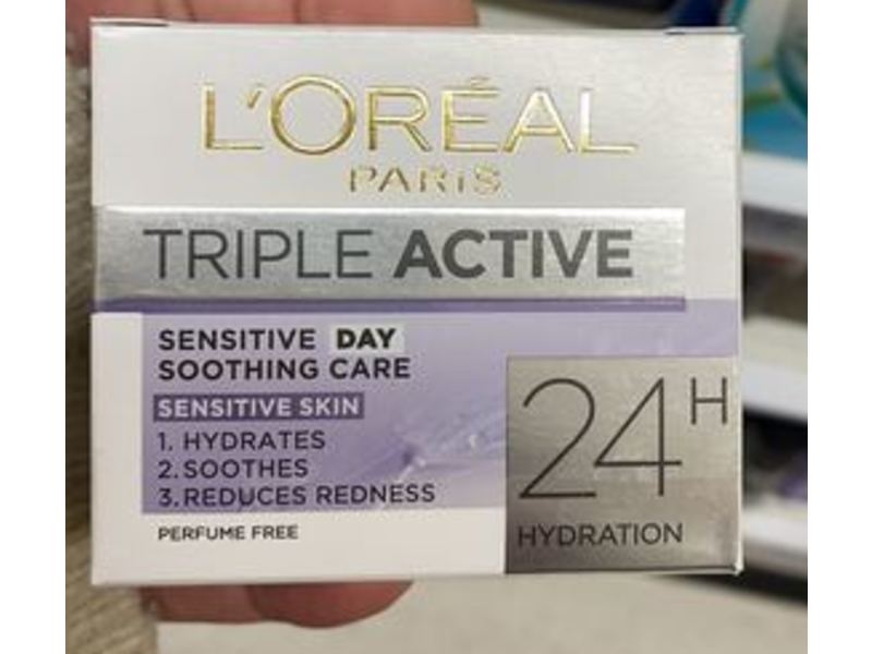 L'Oreal Paris Triple Active 24 H Hydration, Soothing Care, Sensitive Skin, Day, 50 ml