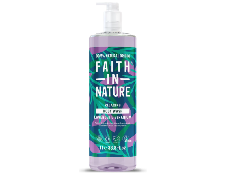 Faith In Nature Body Wash, Lavender & Geranium, 33.8 fl oz/1 L