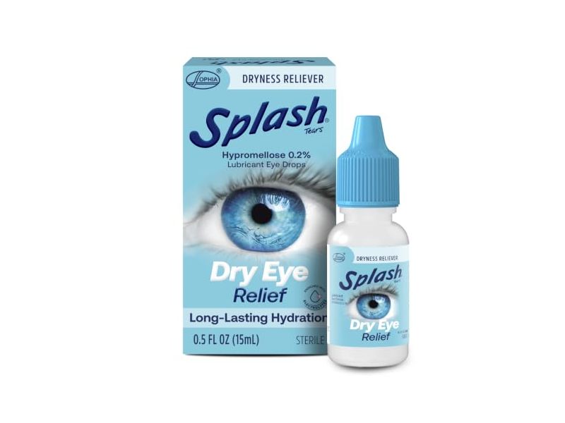 Splash Tears Dry Eyes Relief Lubricant Eye Drops, Hypromellose 0.2%, 0.5 fl oz/15 mL