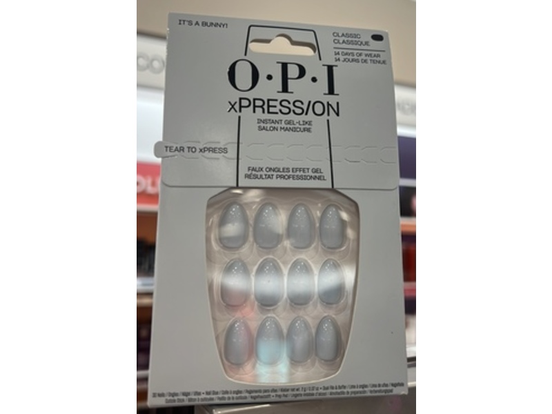 OPI Xpress/on Instant Gel-Like Salon Manicure Kit, Classic, It's A Bunny, 30 Count