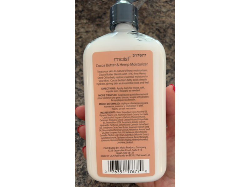 Moist Hemp Body Moisturizer, Cocoa Butter, 18 fl oz/532 mL