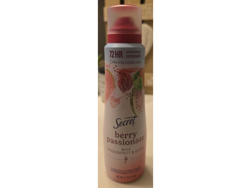 Secret Antiperspirant Deodorant, 72Hr, Berry Passionate, Passionfruit & Guava, 4.1 oz/116 g