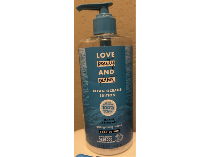 Love Beauty & Planet Energizing Wave Body Lotion, Sea Salt & Bergamot, 13.5 fl oz/400 mL
