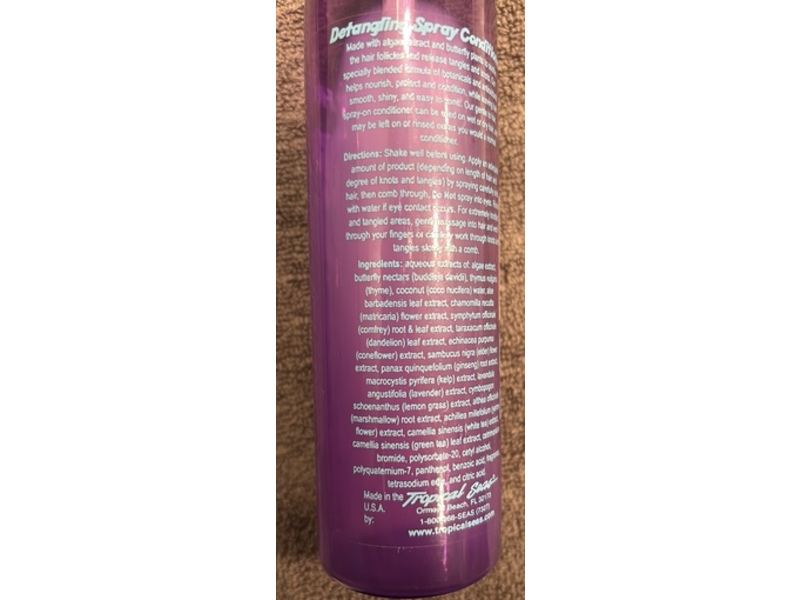 Tropical Seas Gnarly Head Detangling Spray Conditioner, Algae Extract & Butterfly Plants, 8 fl oz/237 mL