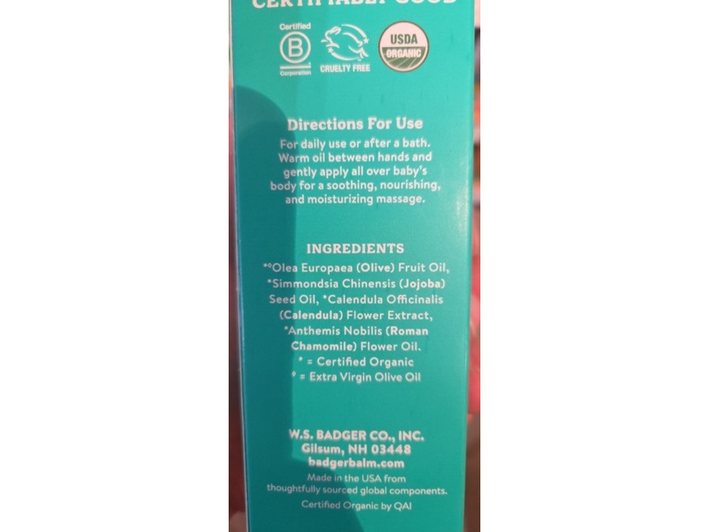 Badger Baby Oil, 4 fl oz/118 mL