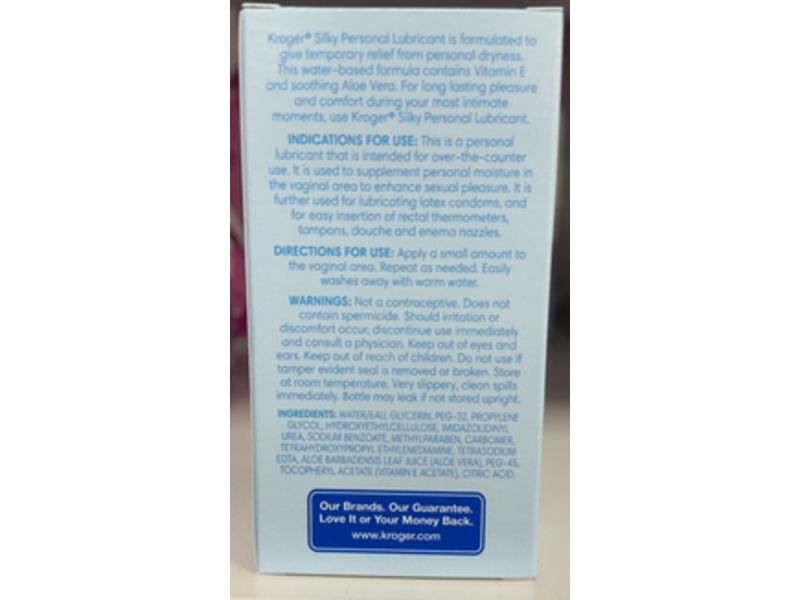 Kroger Silky Water-Based Personal Lubricant, 2.5 fl oz/74 mL