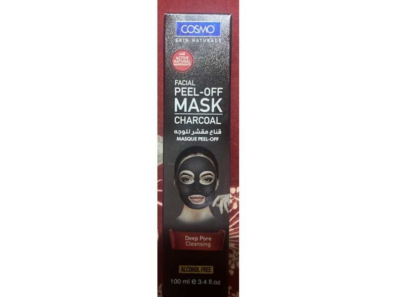 Cosmo Skin Naturals Facial Peel-Off Mask, Charcoal, 3.4 fl oz/100 mL