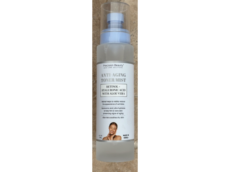 Precision Beauty Skin Care Solutions Anti-Aging Toner Mist, Retinol + Hyaluronic Acid, Aloe Vera, 6 fl oz/177 mL