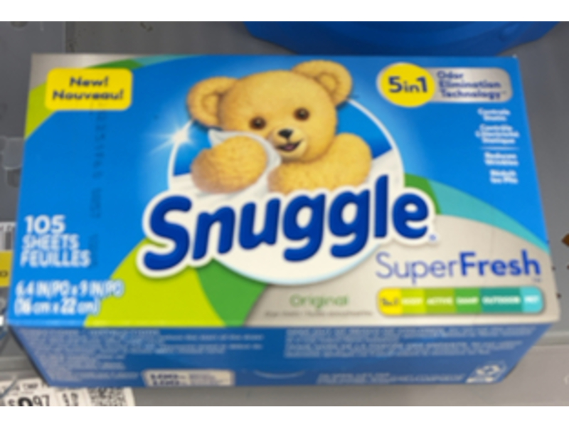 Snuggle Fabric Softener Dryer Sheets, Super Fresh, 105 Sheets
