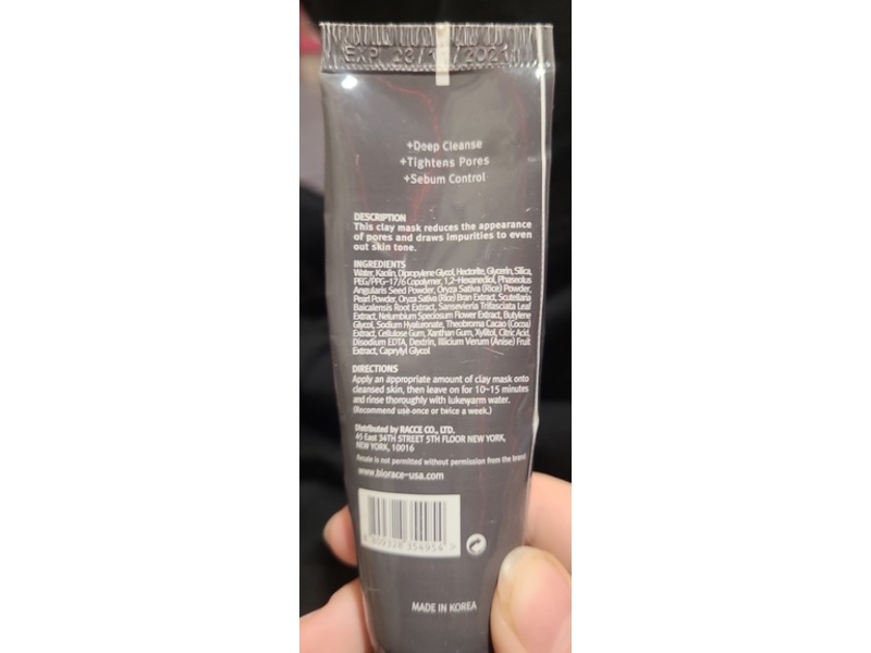 Biorace Pore Tightening Pearl Clay Mask, 1 oz/28 g