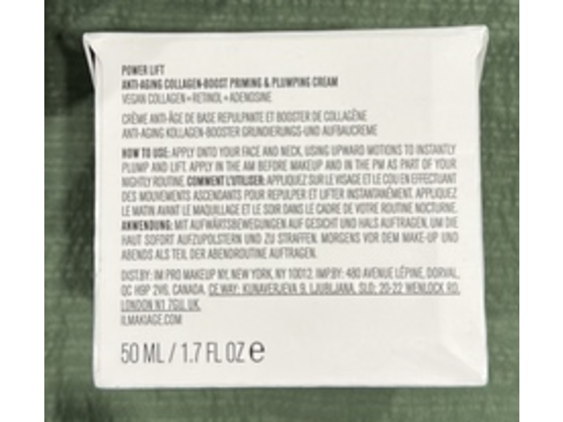 Il Makiage Skin Power Lift Anti-Aging Collagen-Boost Priming & Plumping Cream, Collagen + Retinol + Adenosine, 1.7 fl oz/50 mL