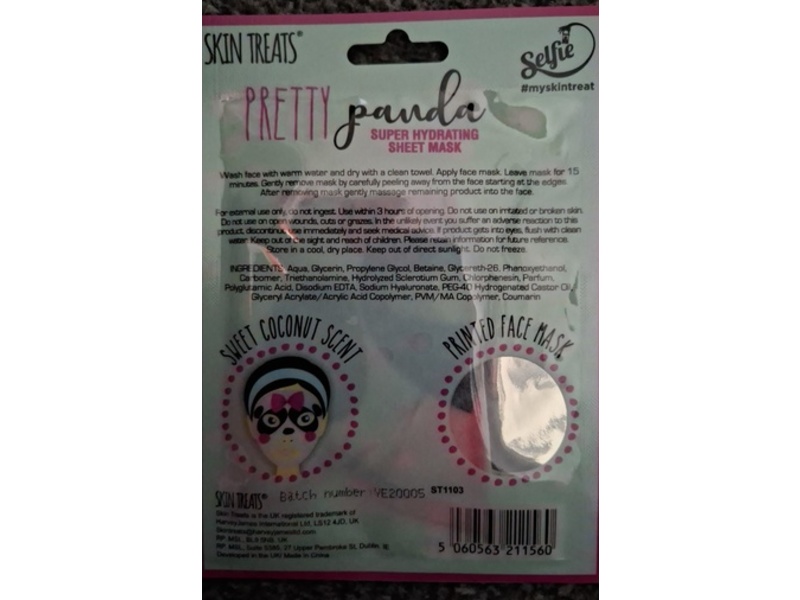 Skin Treats Super Hydrating Sheet Mask, Pretty Panda, 0.67 fl oz/20 mL