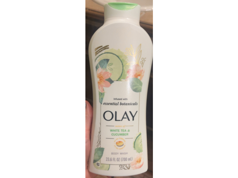 Olay Essential Botanicals Body Wash, White Tea & Cucumber, 23.6 fl oz/700 mL