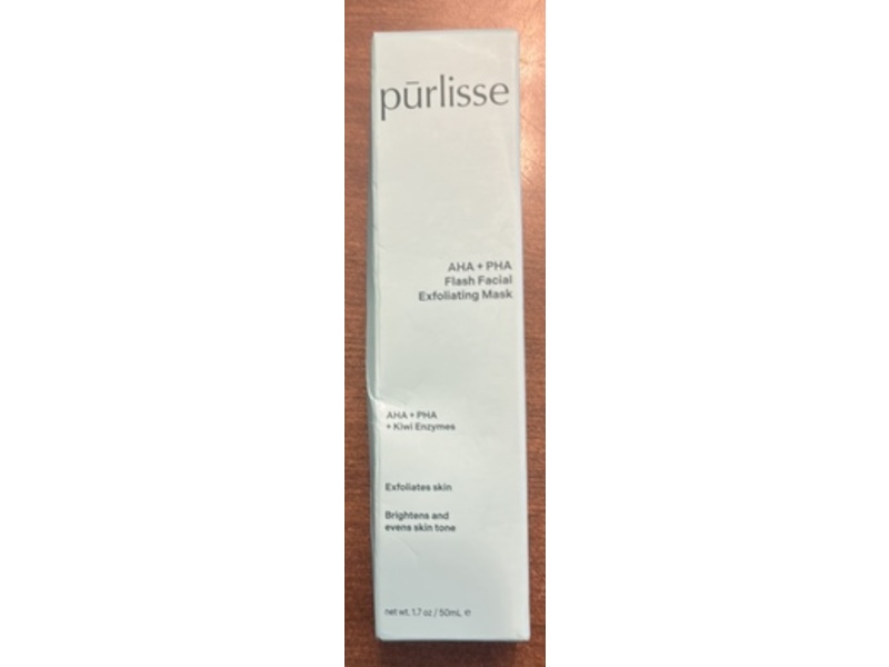 Purlisse Flash Facial Exfoliating Mask, AHA + PHA + Kiwi Enzymes, 1.7 oz/50 mL