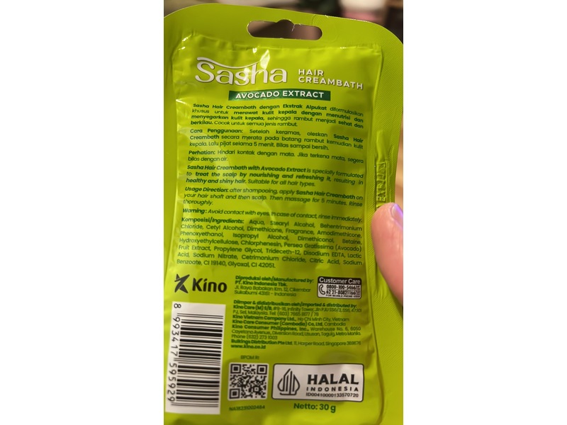 Sasha Hair Creambath Scalp Treatment, Avocado Extract, 30 g