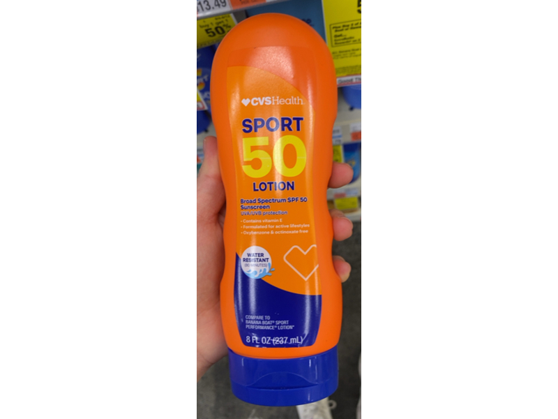 CVS Health Sunscreen Sport Lotion, SPF 50, 8 fl oz/237 mL