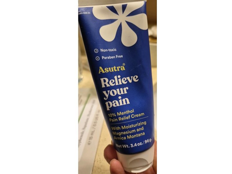 ASUTRA Muscle Pain Relief Cream, Menthol, 3.4 fl oz/96 g