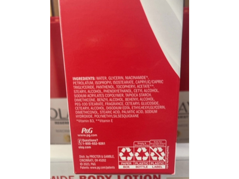 Olay Regenerist Body Lotion, Niacinamide, 34 fl oz/1.0 L, Pack Of 2