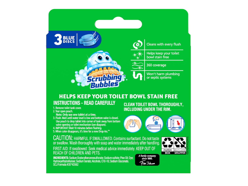 Scrubbing Bubbles Continuous Clean Drop-Ins Toilet Cleaner Tablet, 4.23 oz/120 g, 3 Count
