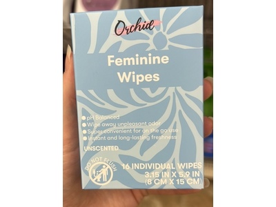 Orchid Feminine Wipes, Unscented, 16 Count