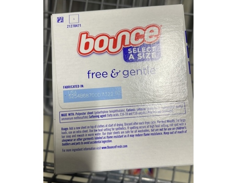 Bounce Dryer Sheets, Free & Gentle, 400 Count