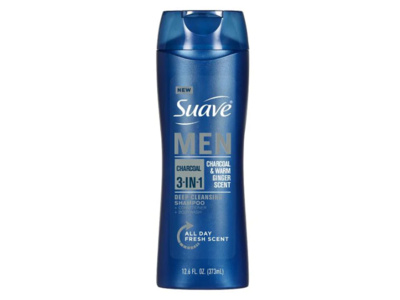 Suave Men 3-In-1 Deep Cleansing Shampoo + Conditioner + Body Wash, Charcoal, 12.6 fl oz/373 mL