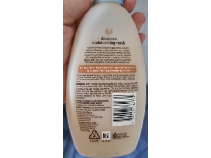 Aveeno Baby Dermexa Moisturizing Wash, Oat Extract + Ceramides, 236 mL