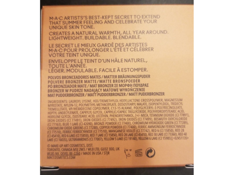 M.A.C Skinfinish Sunstruck Matte Bronzer, Light Rosy, 0.28 oz/8 g