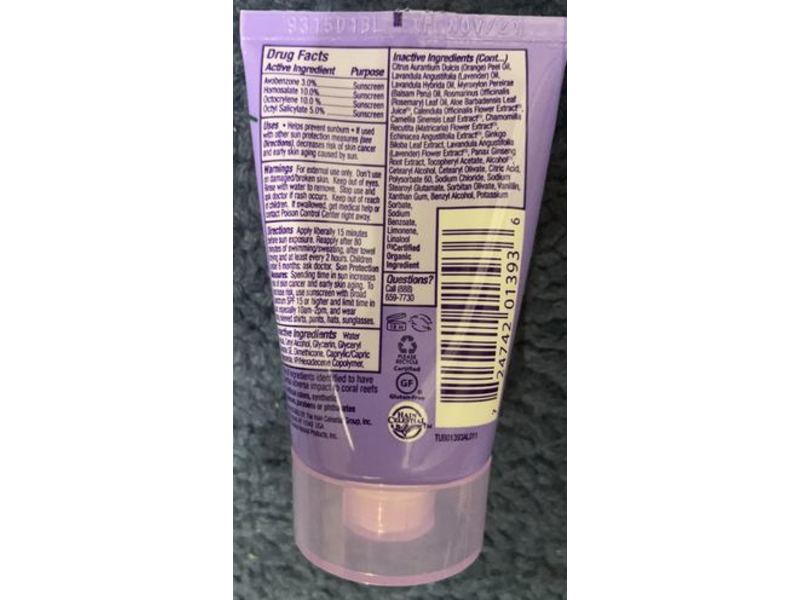 Alba Botanica Soothing Sunscreen, SPF 45, Pure Lavender, 1 oz/28 g