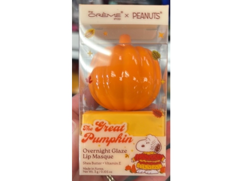 The Creme Shop X Peanuts The Great Pumpkin Overnight Glaze Lip Masque, Shea Butter+Vitamin E, 0.105 oz/3 g