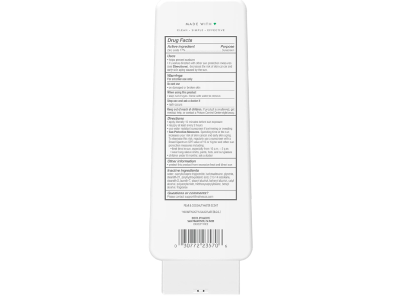 Native Mineral Sunscreen Spray, SPF 30, Pear & Coconut Water, 7 fl oz/207 mL