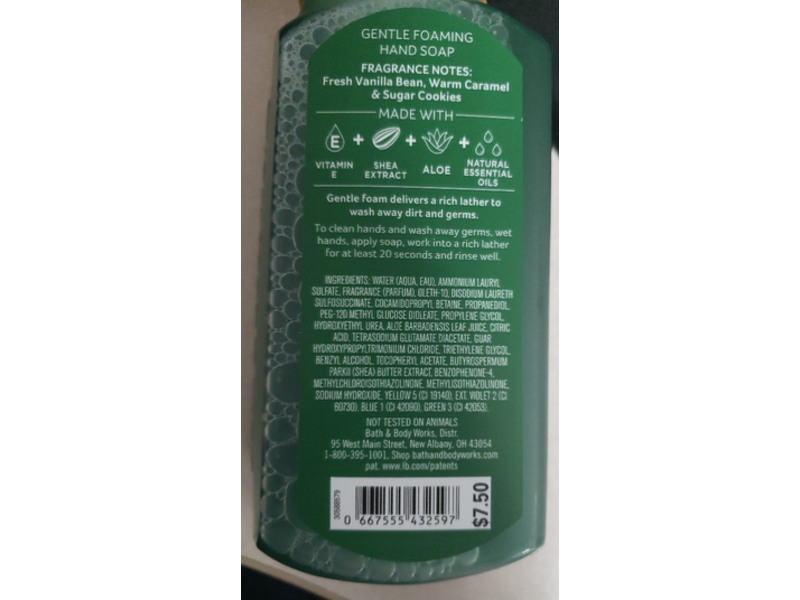 Bath & Body Works Gentle Foam Hand Soap, Vanilla Bean, 8 fl oz/259 mL, Pack Of 2