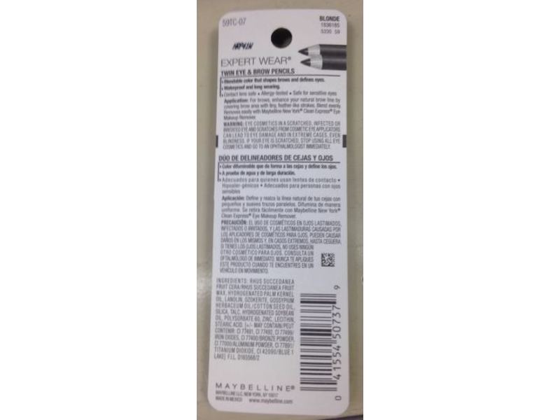 Maybelline Expert Wear Twin Eye & Brow Pencil, 107 Blonde, 0.3 oz/900 mg