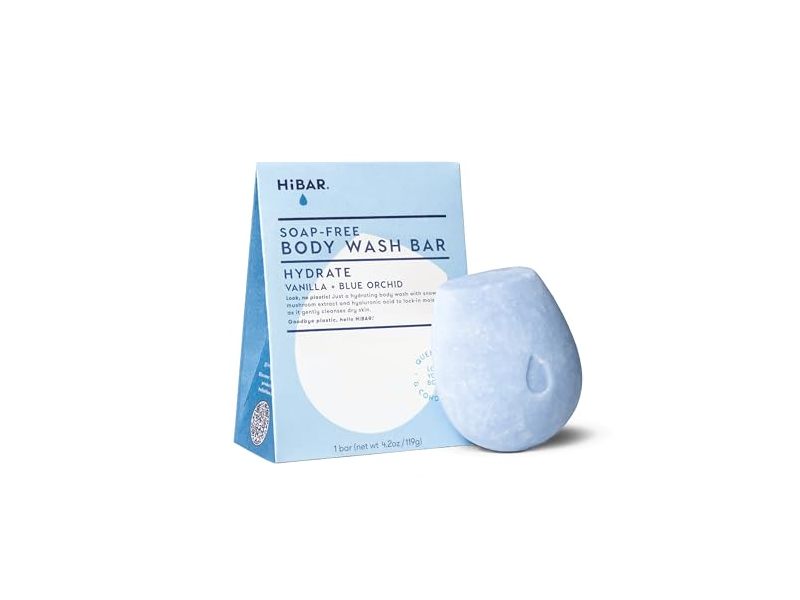 HiBar Soap-Free Body Wash Bar, Hydrate Vanilla + Blue Orchid, 4.2 oz/119 g