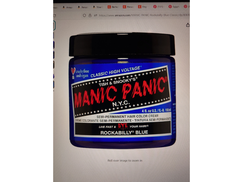 Manic Panic Semi-Permanent Hair Color Cream, Rockabilly Blue, 4 fl oz/118 mL