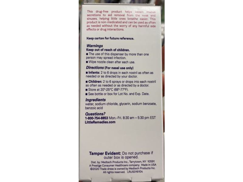 Little Remedies Saline Spray + Drops, 1 fl oz/30 mL