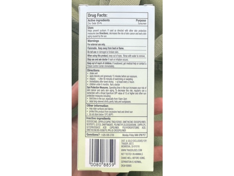 Trader Joe’s Daily Facial Mineral Sunscreen, SPF 40, 1.7 fl oz/50 mL