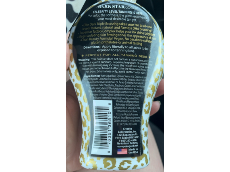 European Gold Dark Star 6000X Ultra Dark Tanning Lotion, 12 fl oz/354 mL