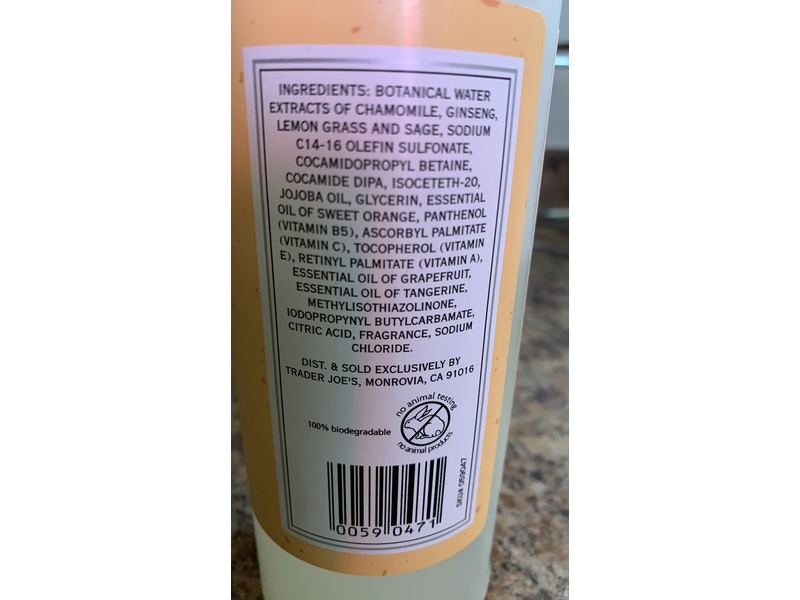 Trader Joe's Refresh Body Wash With Vitamin C, Citrus, 16 fl oz/473 mL