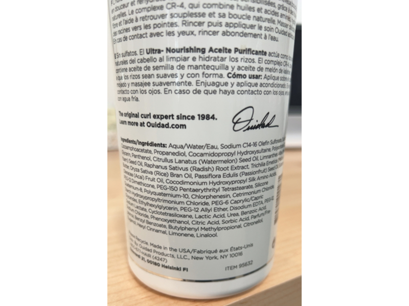 Ouidad Ultra-Nourishing Cleansing Oil Shampoo, 33.8 fl oz/1L