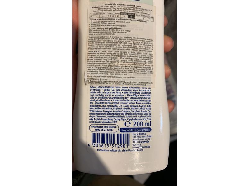 Rossman Sun Ozon Sonnen Gel, 50 LSF, 200mL