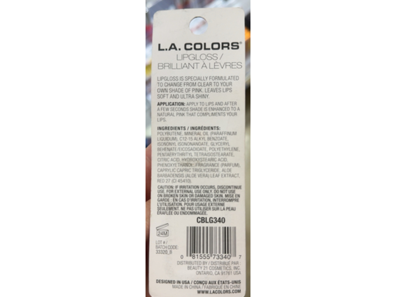 L.A. Colors Lip Gloss, In The Mood, 0.43 fl oz/13 mL