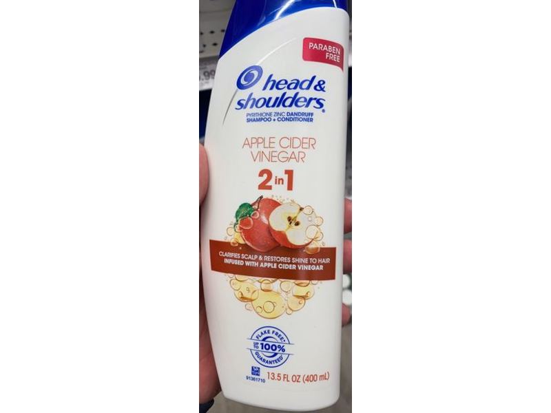 Head & Shoulders 2 In 1 Dandruff Shampoo + Conditioner, Apple Cider Vinegar, 13.5 fl oz/400 mL