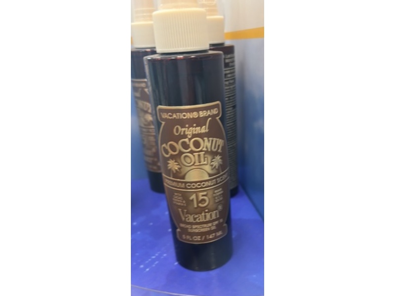 Vacation Coconut Oil Sunscreen, SPF 15, 5 fl oz/147 mL, Pack Of 2