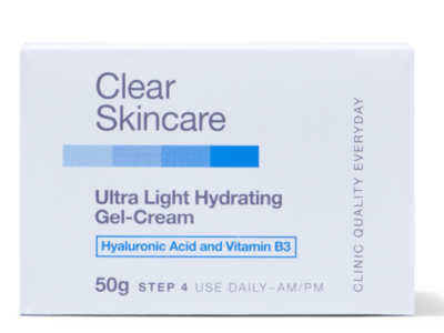 Clear Skincare Ultra Light Hydrating Gel Cream, Hyaluronic Acid & Vitamin B3, 50 g
