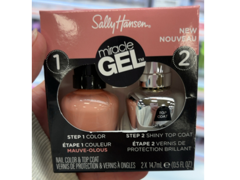 Sally Hansen Miracle Gel Nail Color & Top Coat Duo, Mauve-olous, 0.5 fl oz/14.7 mL