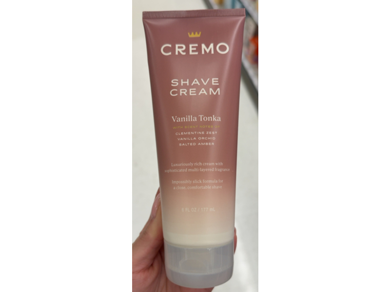 Cremo Shave Cream, Vanilla Tonka, 6 fl oz/177 mL