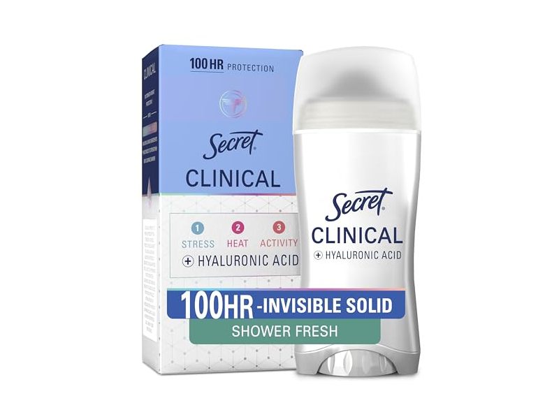 Secret Clinical Invisible Solid Antiperspirant Deodorant, Shower Fresh Scent, 2.6 oz/73 g