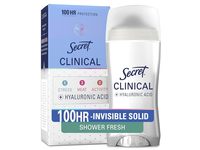 Secret Clinical Invisible Solid Antiperspirant Deodorant, Shower Fresh Scent, 2.6 oz/73 g - thumbnail 1